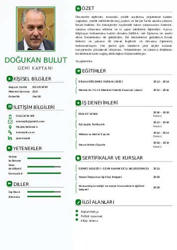 Gemi Kaptanı CV Örnekleri cv indir